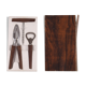 Teak wooden bottle opener, corkscrew and nutcracker set