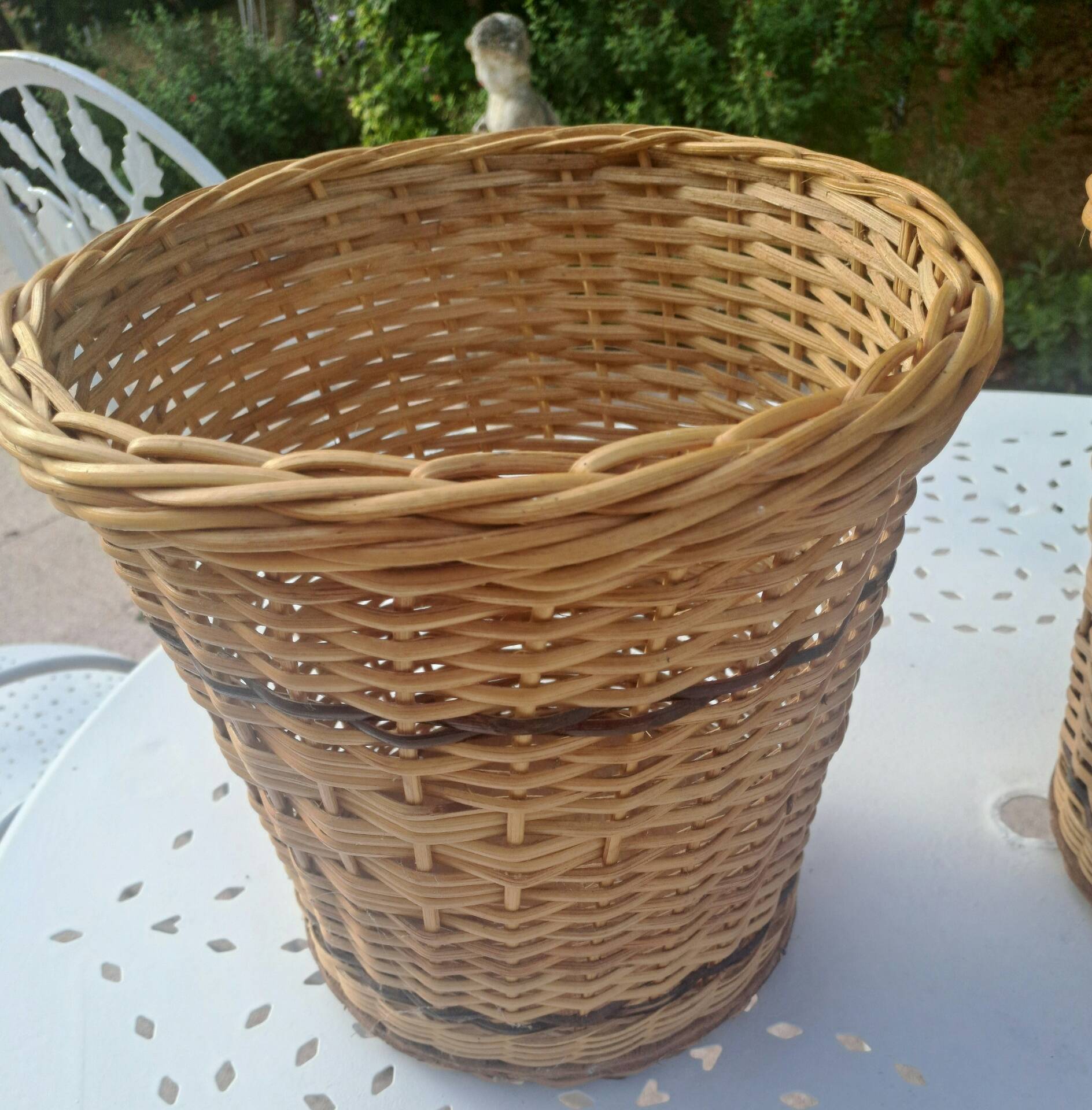 Pair of wicker plant pots