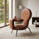 Fauteuil design modulable en cuir camel – Pièce d'exception