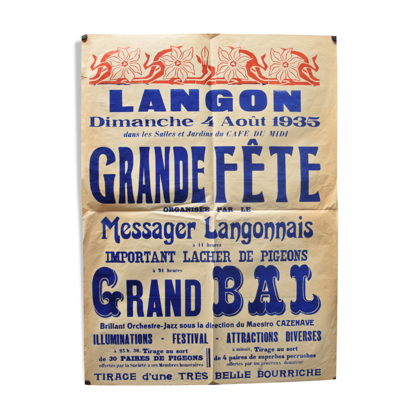 Affiche "Grande Fête" Langon 1935