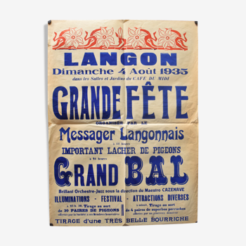 Poster "Great Feast" - Langon - 1935