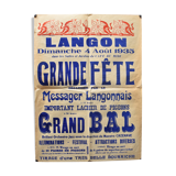 Affiche "Grande Fête" Langon 1935