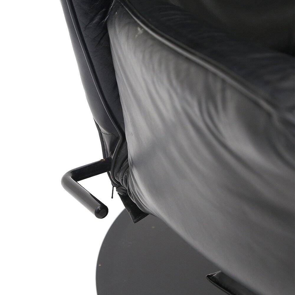 Set of black leather reclining chairs, 1970s.