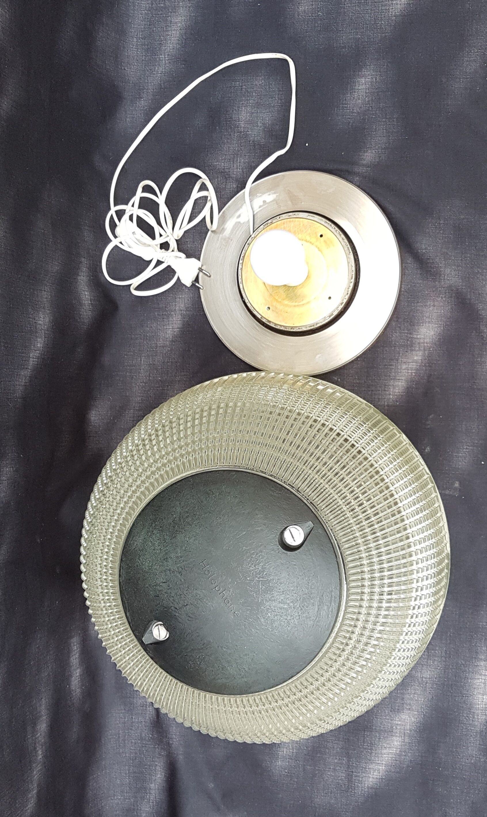 Holophane ball lamp on pedestal