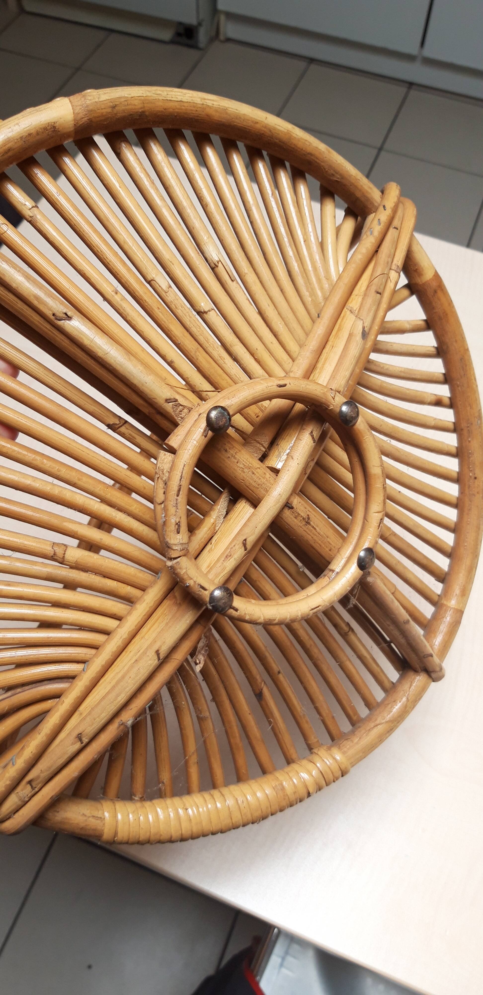 Corbeille panier à fruit vintage 1950/1960 osier rotin