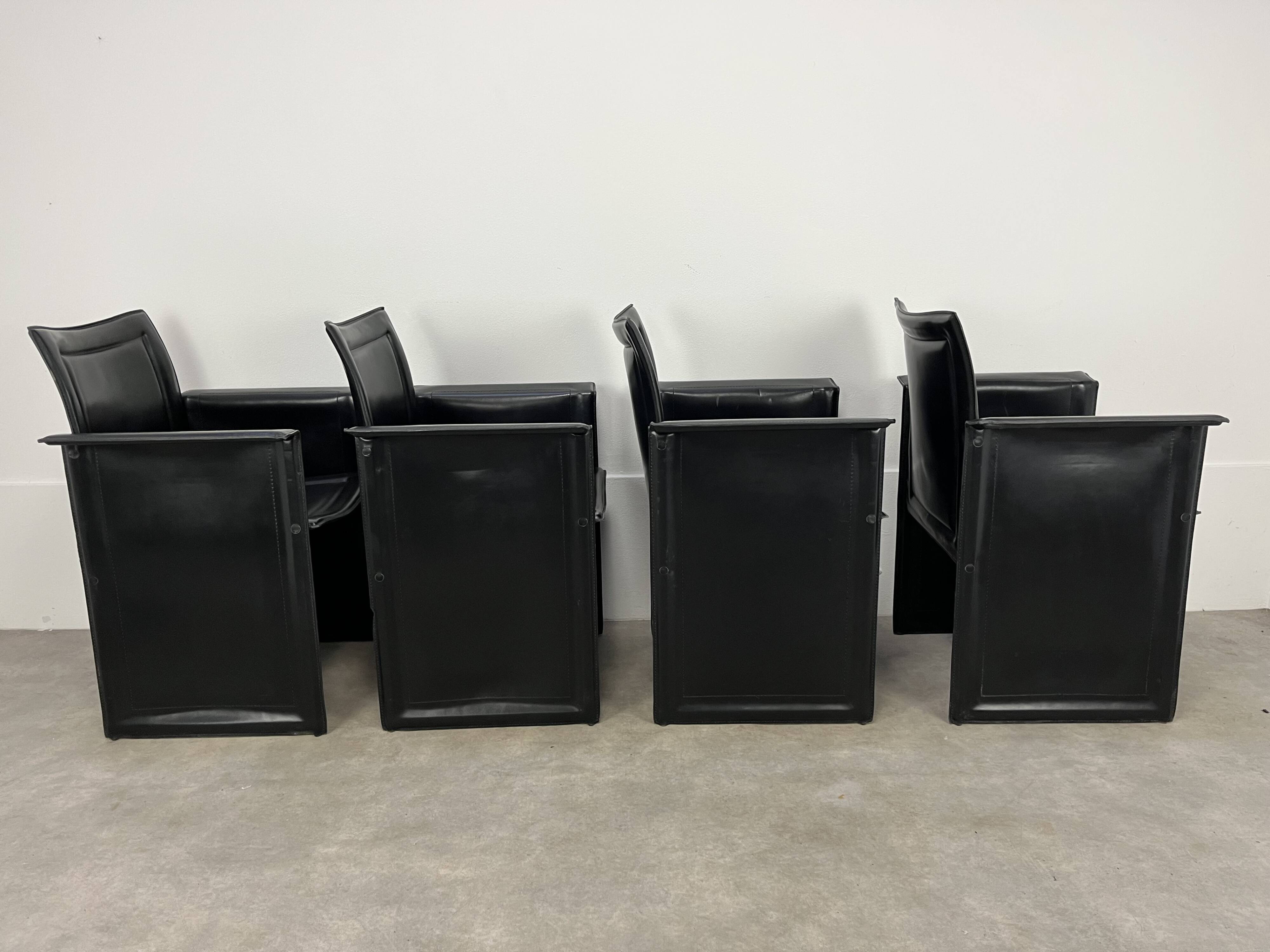 8 style Korium leather chairs in the style of Matteo Grassi