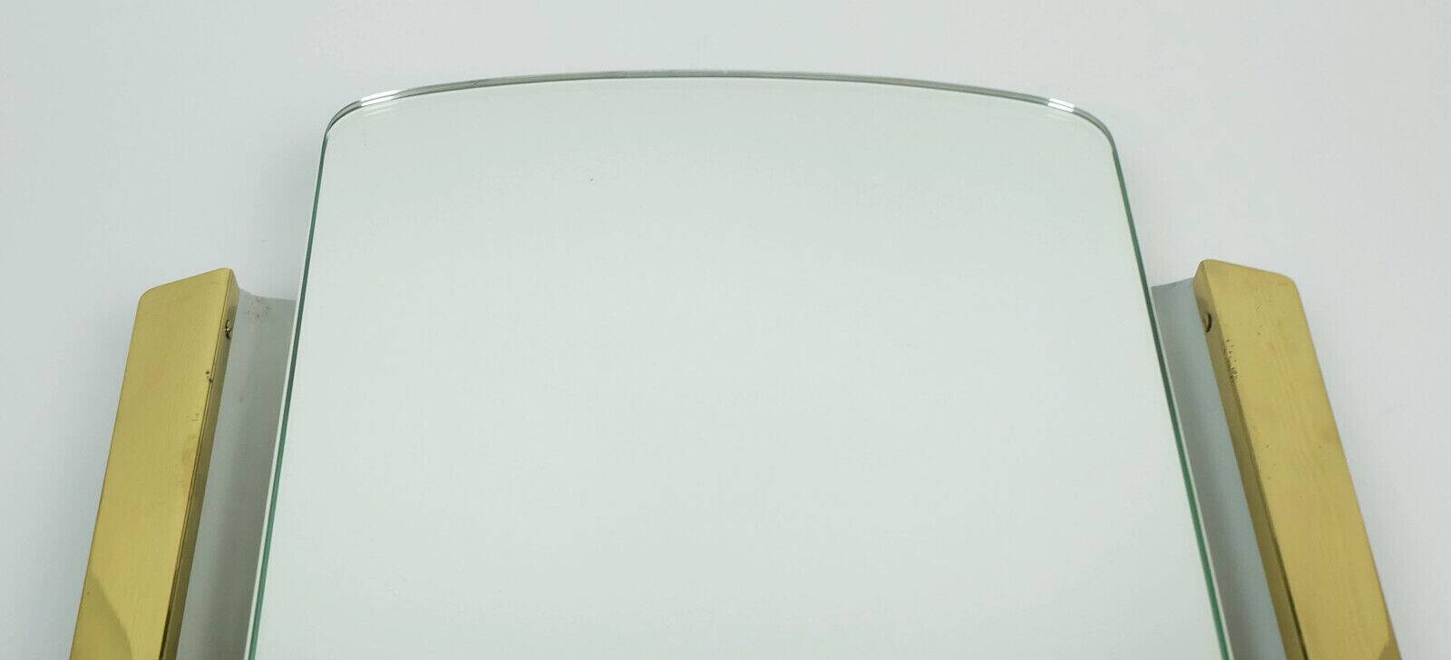 1950s 1960s mid century modern WALL MIRROR with metal and brass frame