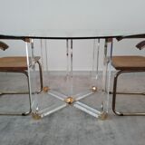 Dining table in lucite and Italian design glass for Metalarte from the 70s