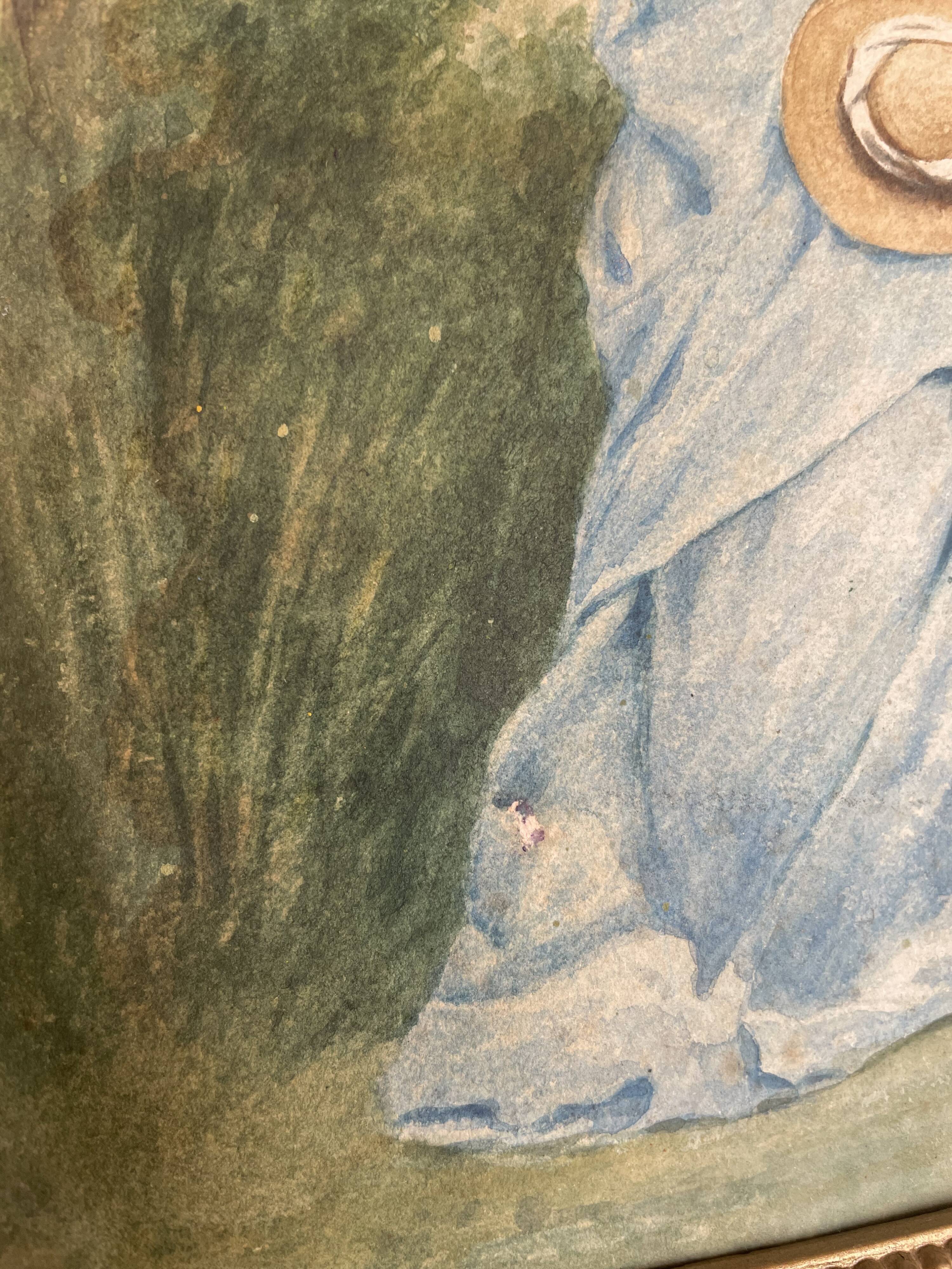 Young girl with doves painting 1860