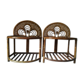 2 rattan tables in peacock rattan