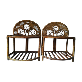 2 rattan tables in peacock rattan