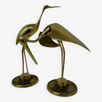 Grands oiseaux en laiton design du milieu du siècle, années 1970