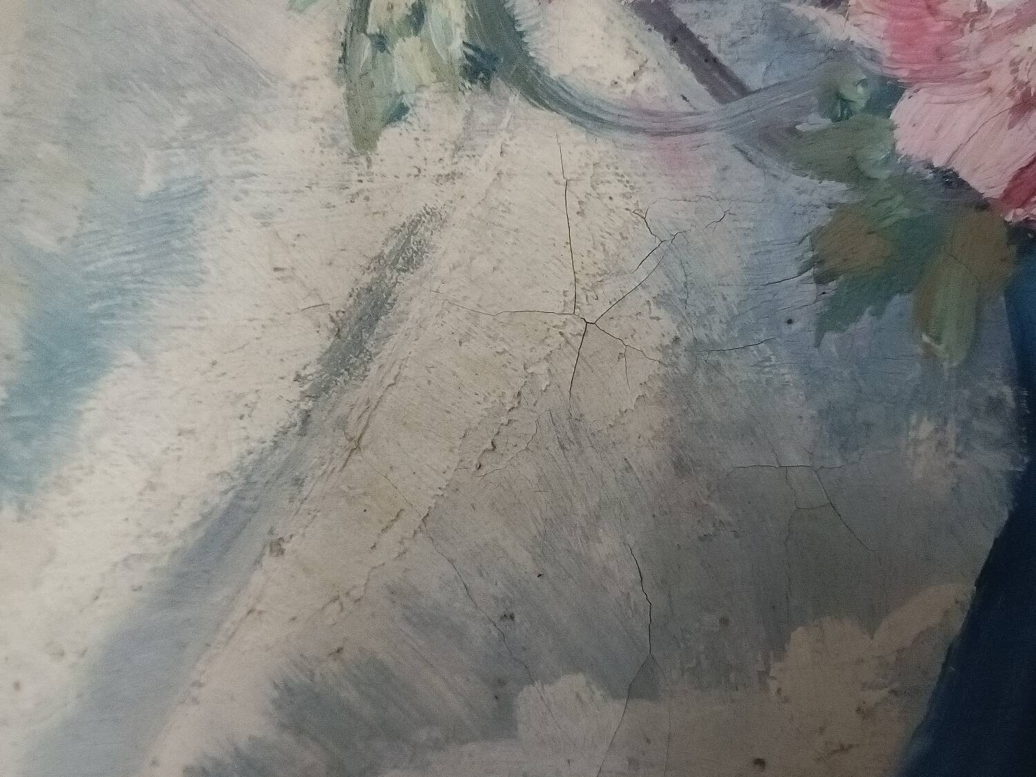 Grande huile sur toile, vase fleuri, Gustav Choley