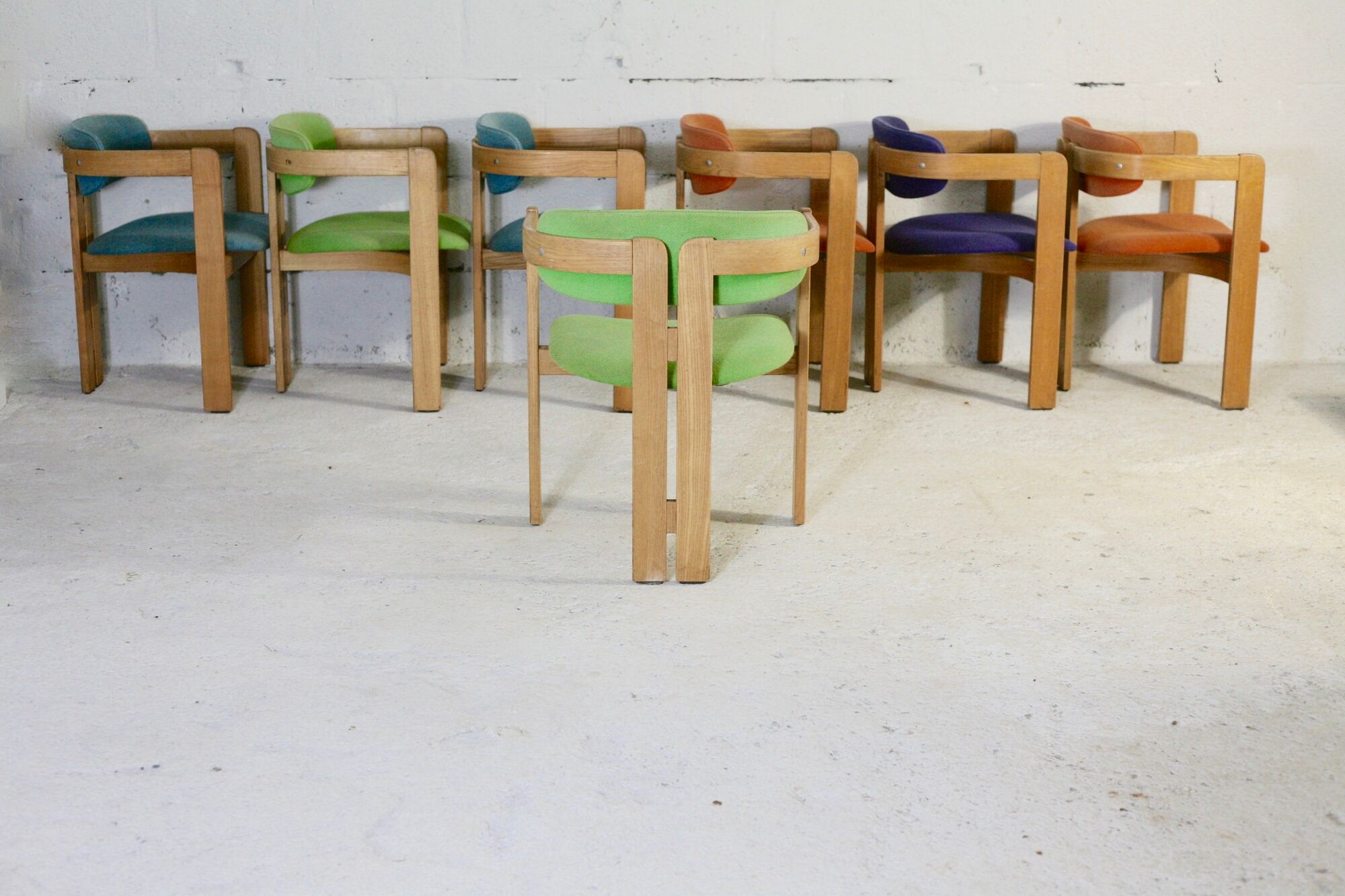 7 Chairs Pigreco by Tobia Scarpa, Gavina Edition, Italy, 50s