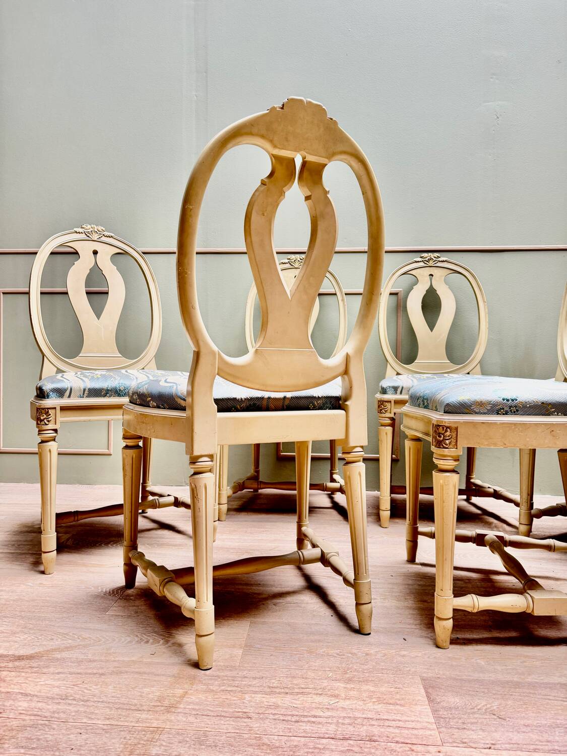 Suite Of Six Louis XVI Style Lacquered Wood Chairs