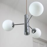 Vintage Italian Chrome and Opaline Chandelier