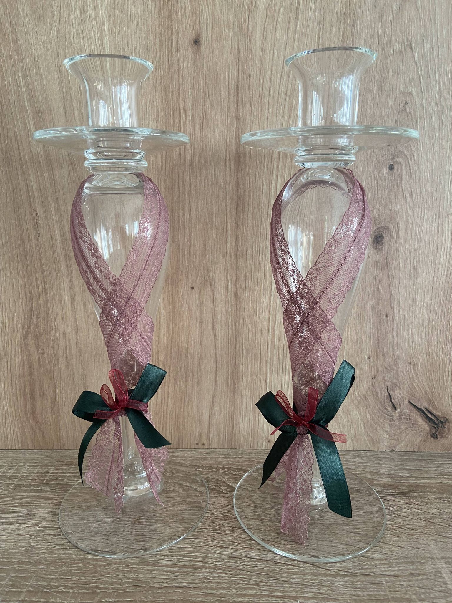 Pair of Candlesticks Candle Holders Design Blown Glass Decorative