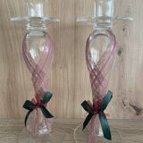 Pair of Candlesticks Candle Holders Design Blown Glass Decorative