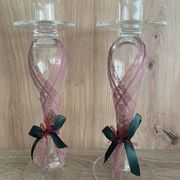 Pair of Candlesticks Candle Holders Design Blown Glass Decorative