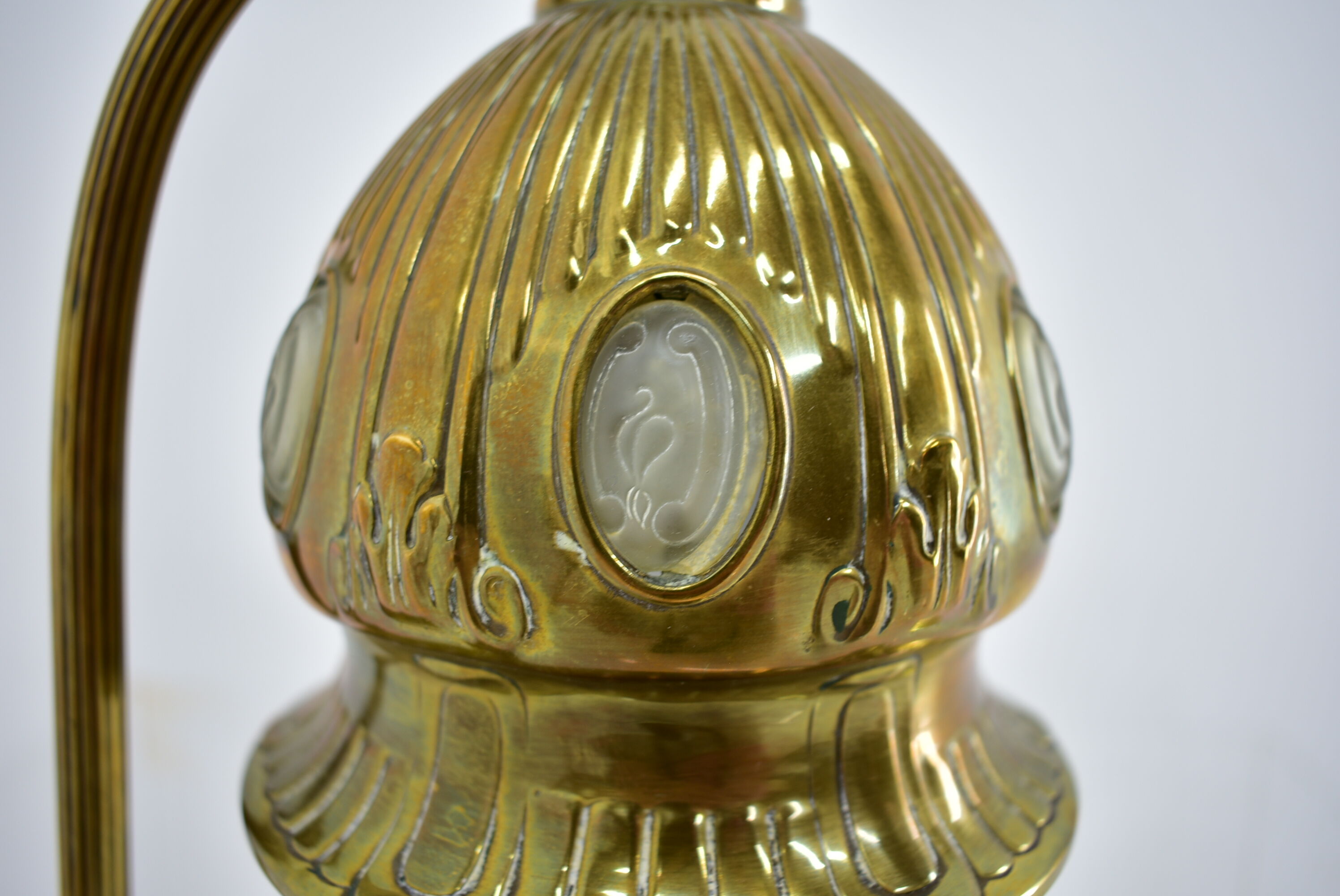 Brass Glass Vintage Table Lamp Style Vienna Secession, 1930s, Austria