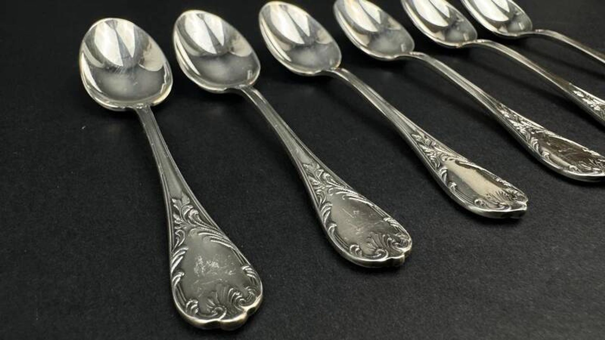 Set of 6 Christofle Marly model moka spoons – silver-plated – 10 cm