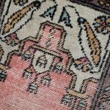 Vintage carpet uzbek bukhara handmade 46cm x 56cm 1950s, 1c765