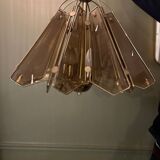 Smoked glass and metal chandelier