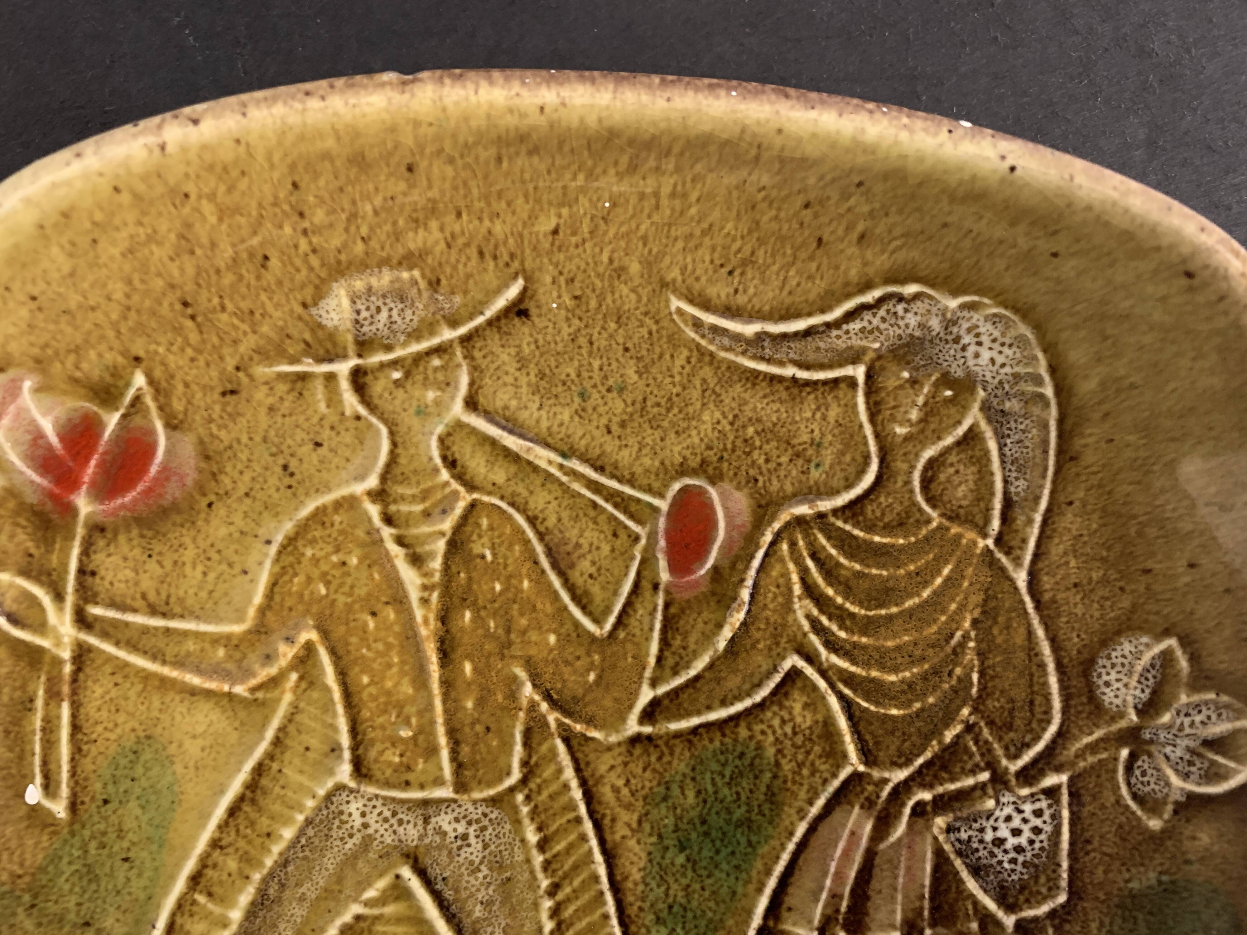 Ceramic trinket bowl Italian numbered, Alessio Tasca, mid Century