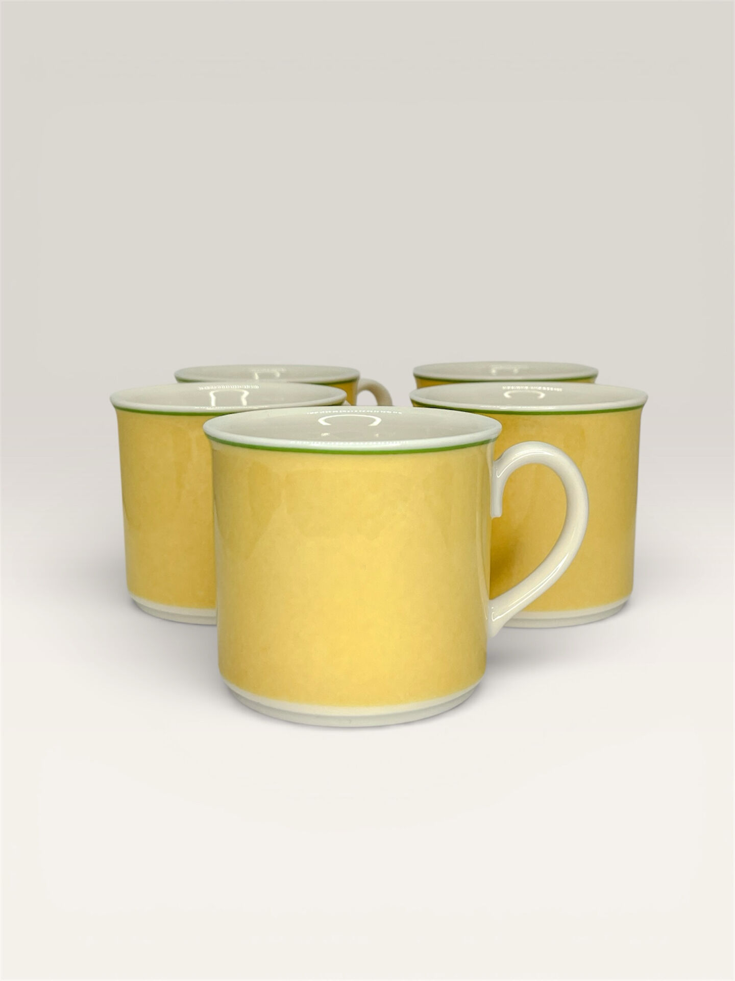 5 tasses vintage Villeroy & Boch jaune et verte