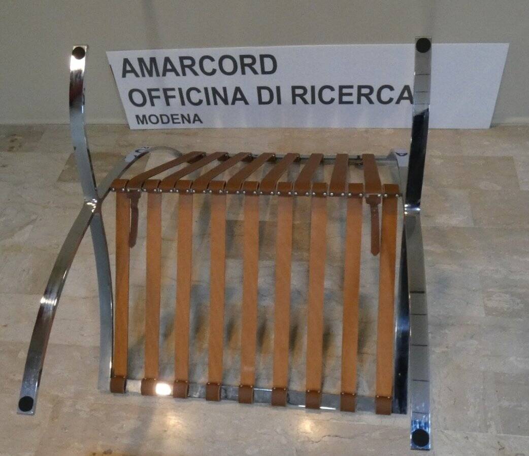 Sedia in acciaio e pelle nello stile di Knoll, anni '80