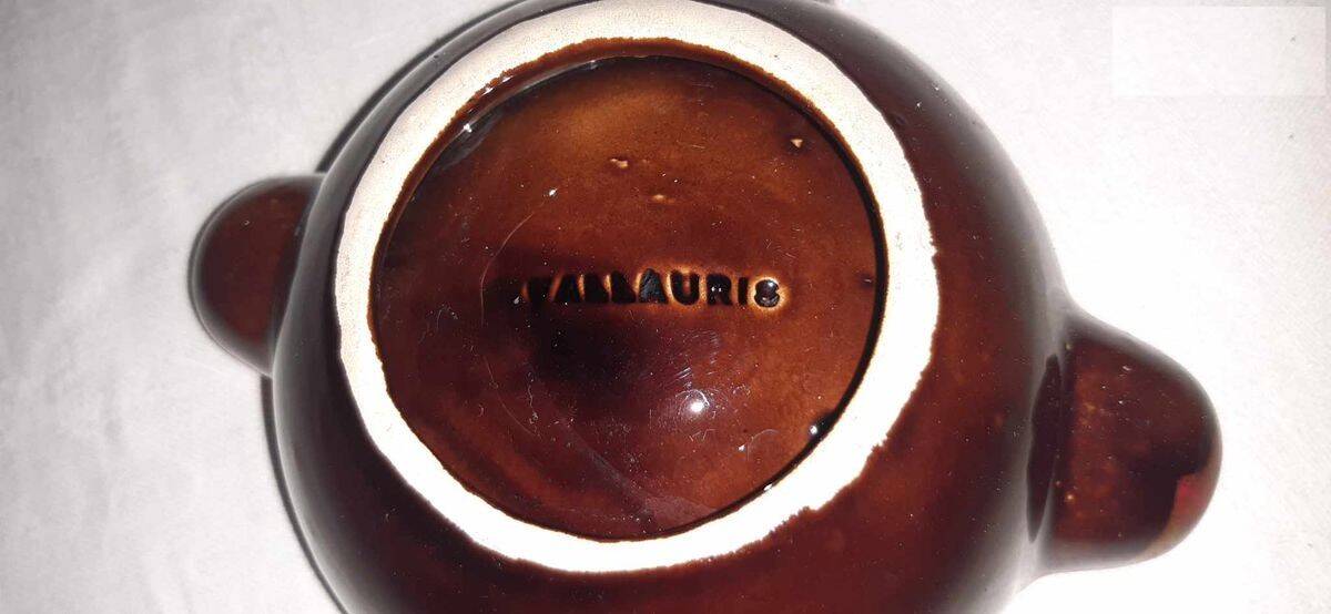 Vallauris Ashtray Signed – 1970s Ceramic – Organic Shape Red & Enamel