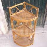 Vintage rattan corner shelf