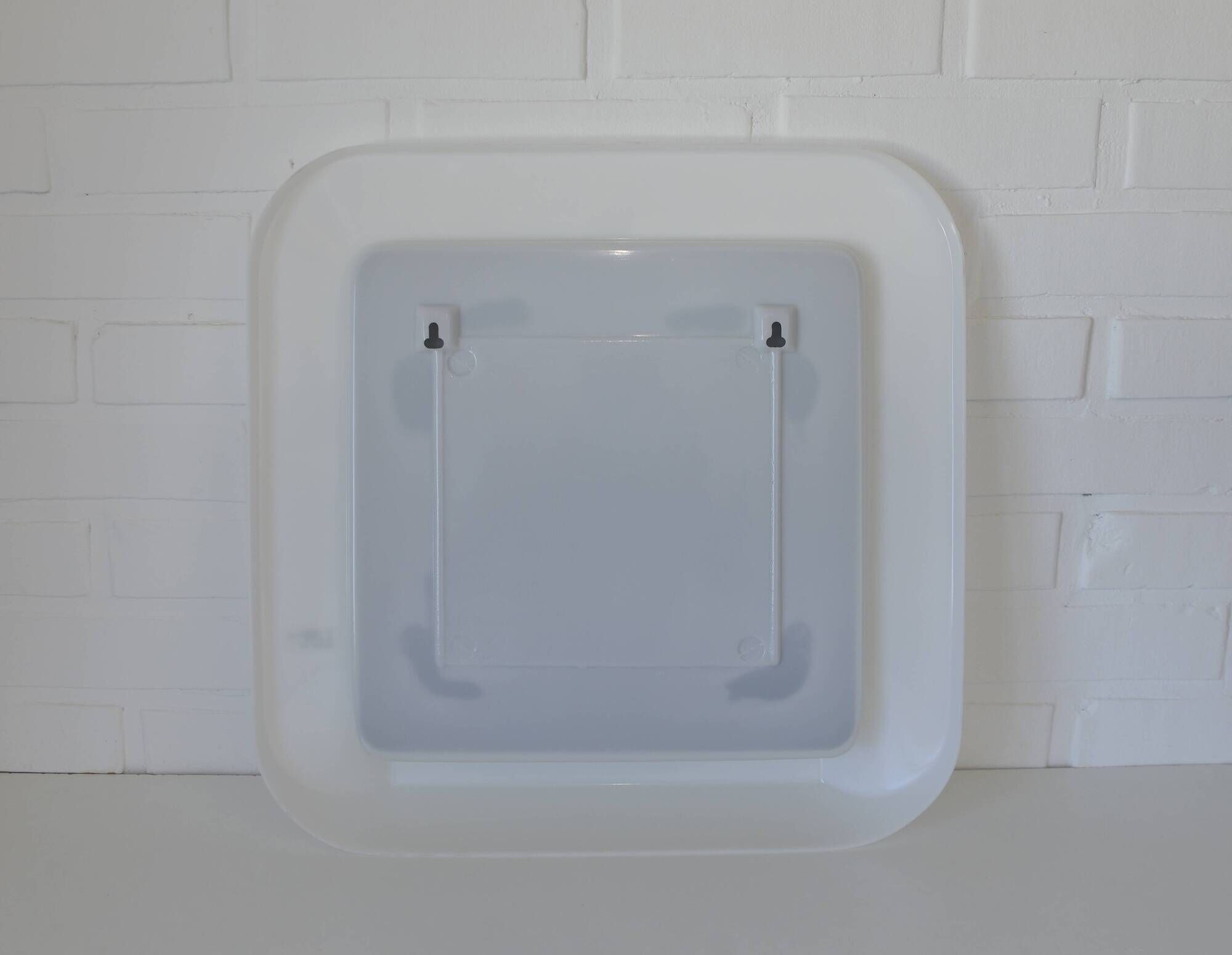 Square Wall Mirror With Shelf / Vintage White Plastic Space Age 1970