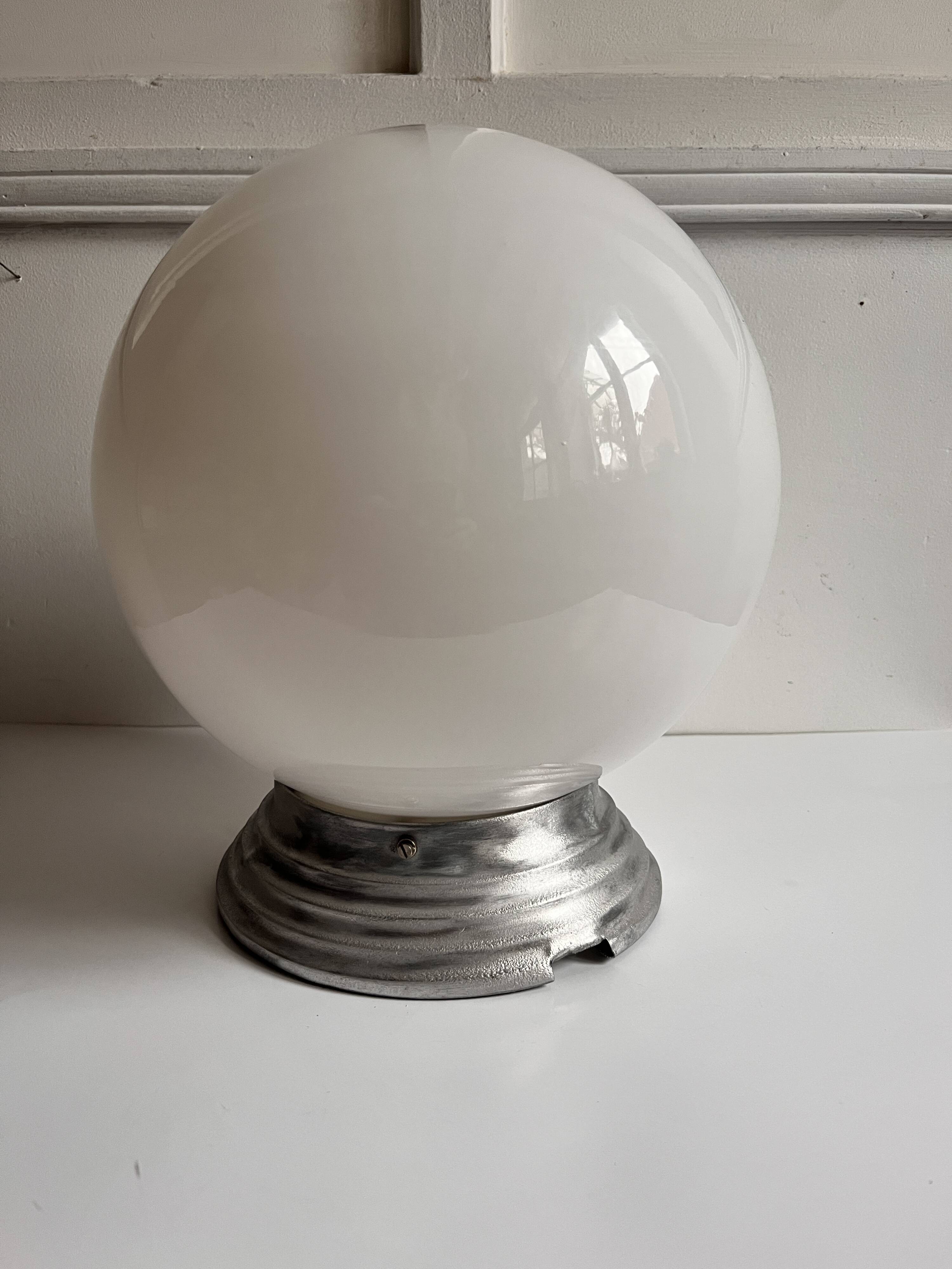 Opaline globe ceiling light