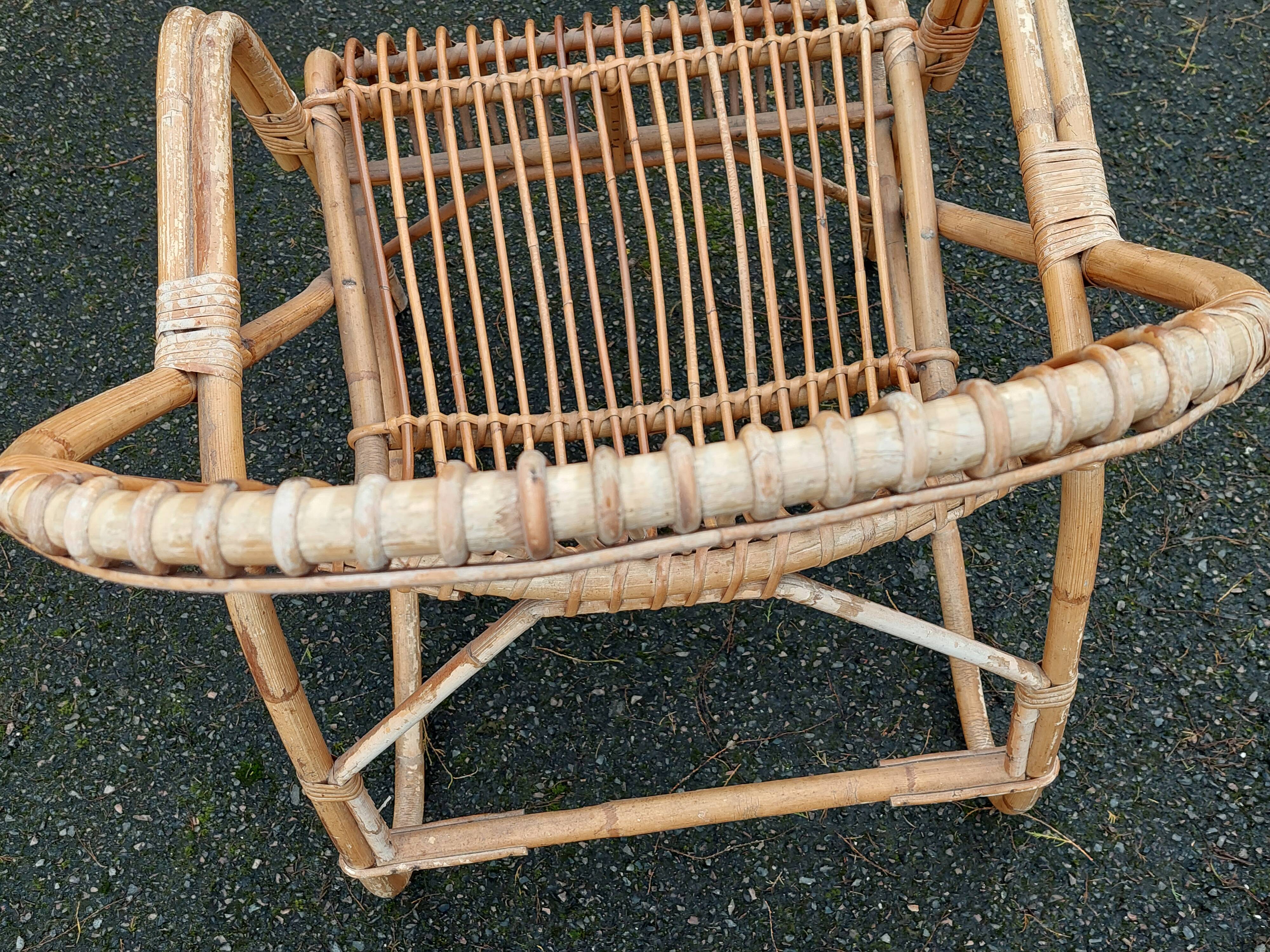 Paire de fauteuils rotin vintage