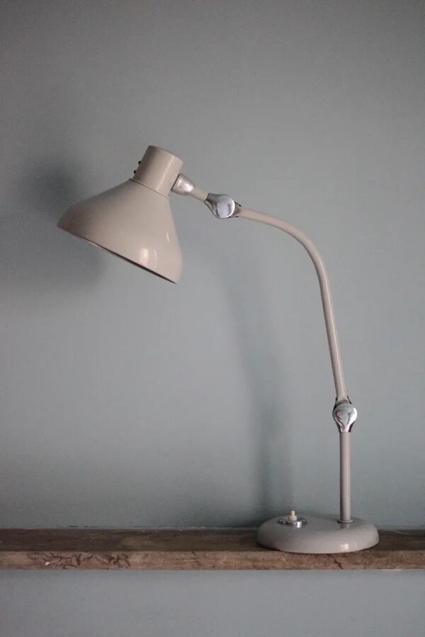 Lampe Jumo modèle GS1 vintage, lampe de chevet métal industrielle, lampe à poser, luminaire, décoration intérieur