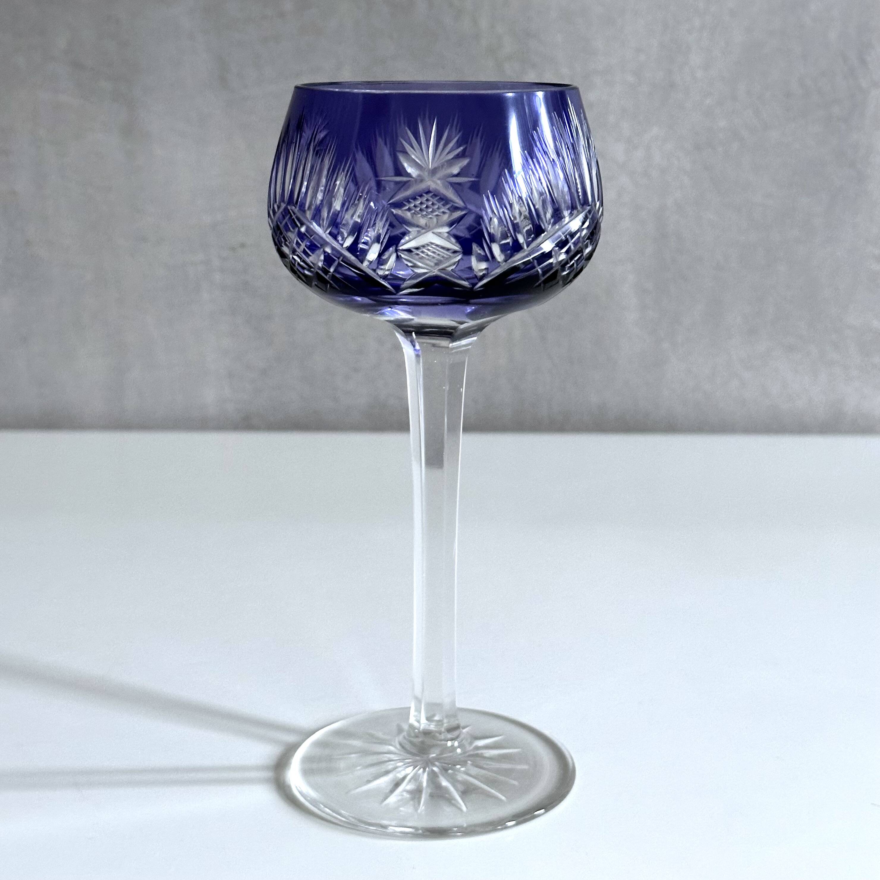 Collection of Lead Crystal Glasses, Colored Wine Glasses