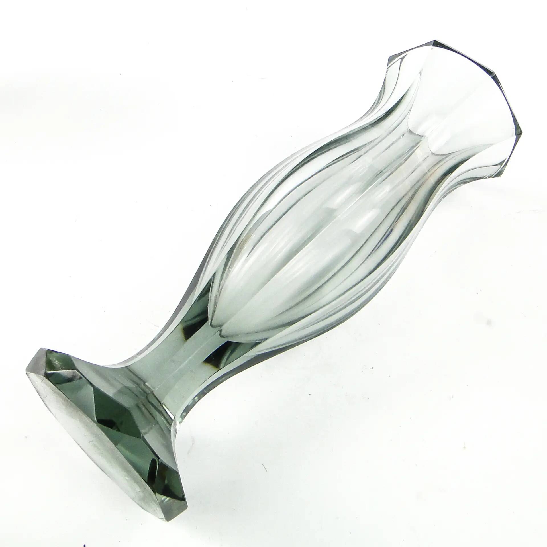 Vase, Art Deco, uranium crystal, Moser, Czechoslovakia, 1930s