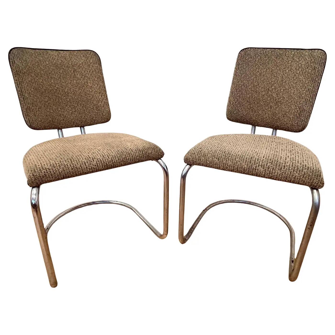 Quatre chaises Bauhaus en acier tubulaire chromé, conçues par Fritz August Breuhaus/Thonet - 1930