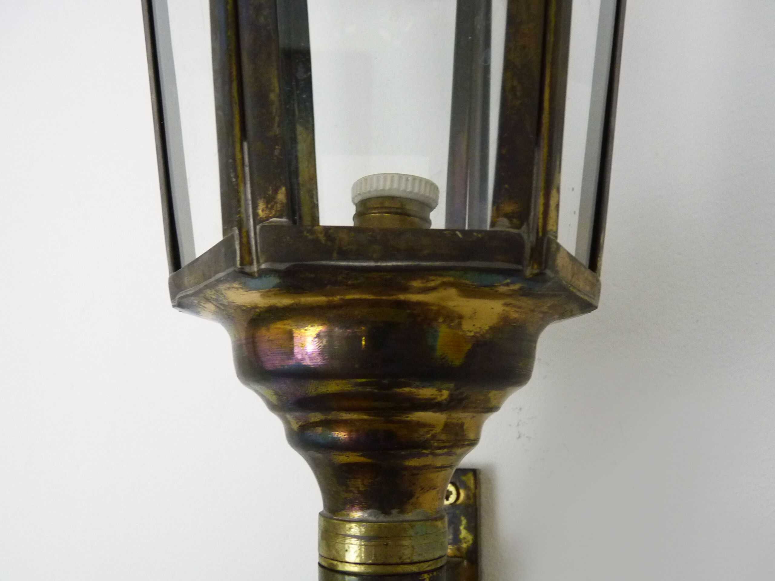 Old carriage lantern, cab, copper with 6 faces. Interior lamp. Year 60 70