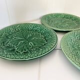 3 assiettes à dessert Salins du XIXe siècle à motif de feuilles de vigne vertes