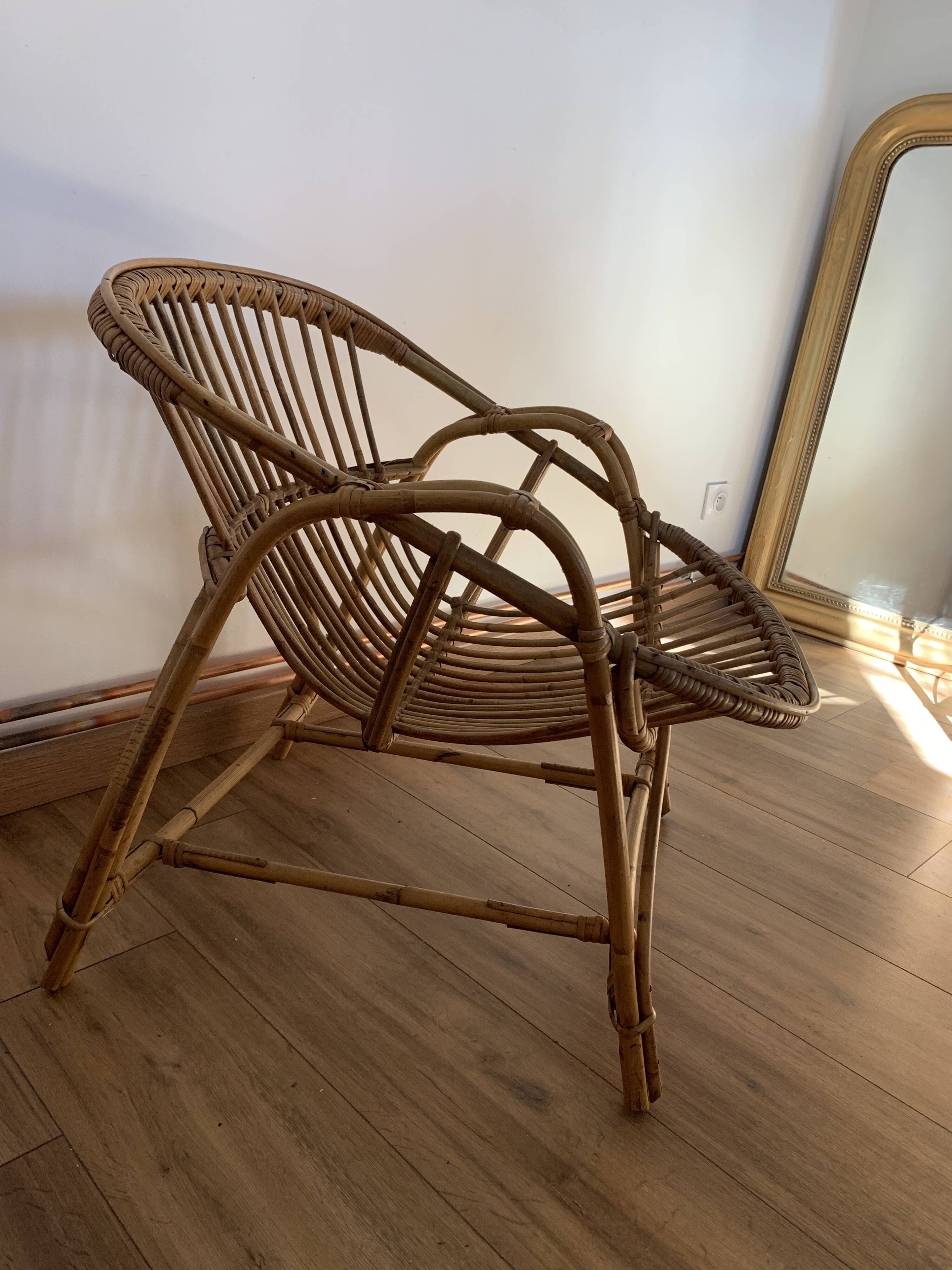 Rattan shell chair