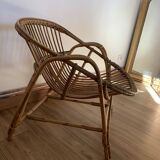 Fauteuil coquille en rotin