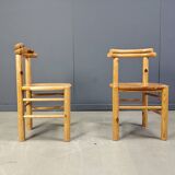 Vintage pine wood dining chairs - 1980s - set of 6