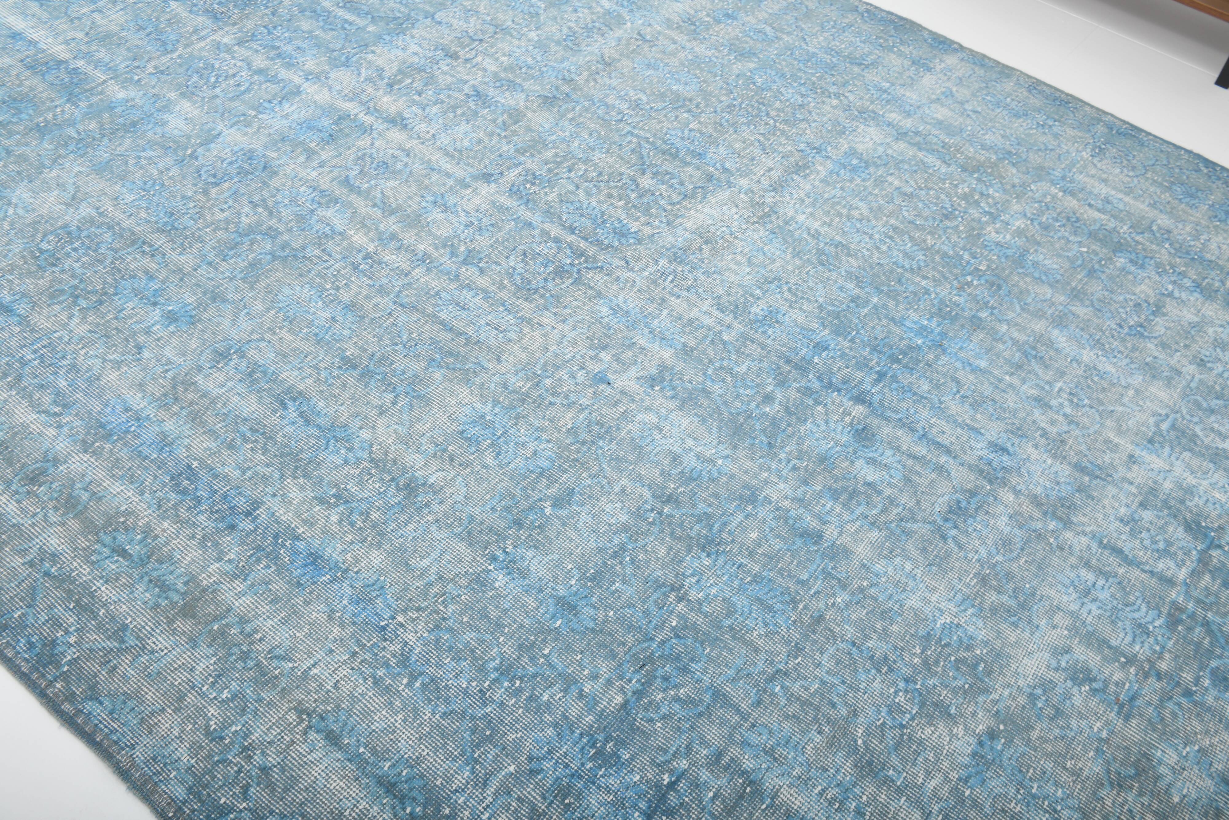 7x11 Turkish Light Blue Camouflage Pattern Vintage Rug, 223x329Cm