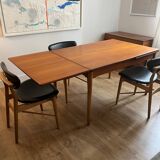 Danish Dining table/desk. Solid teak with oak details. Made in 1960
