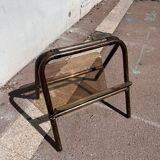Rattan and Plexiglass magazine rack by Marc Held