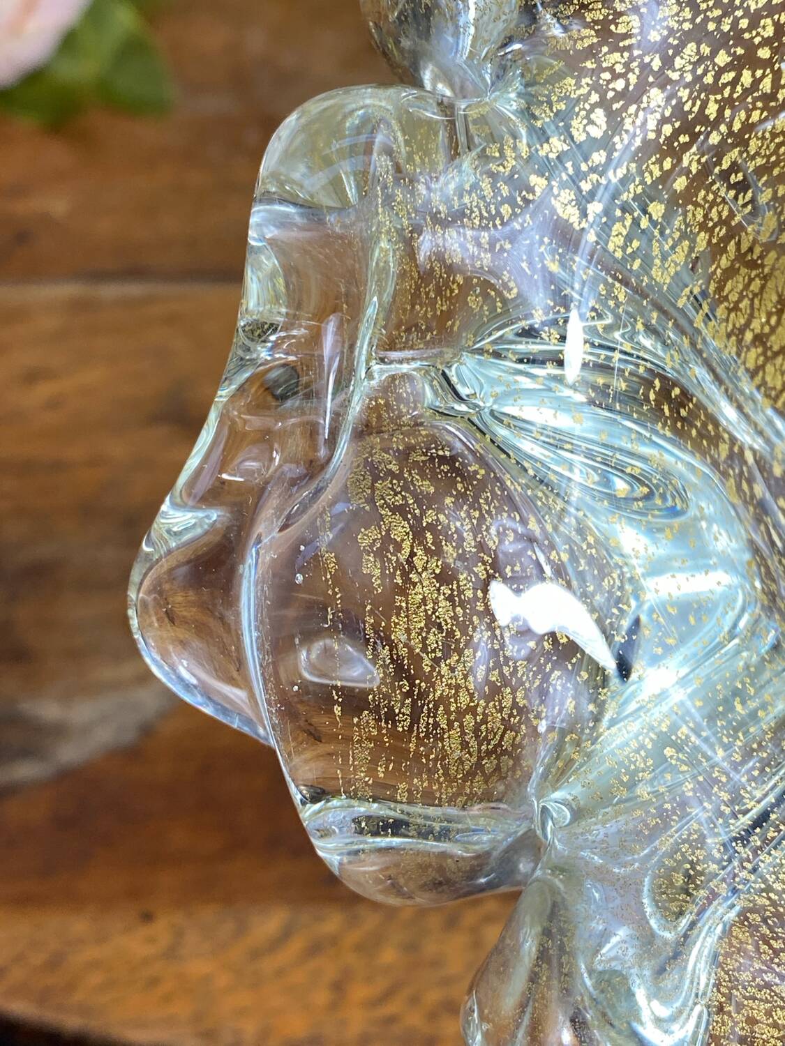 Cendrier en verre de Murano et feuille d’or par Barovier et Toso