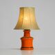 Beautiful 1960s orange ceramic table lamp with Cocoon shade | Made in Italy