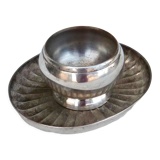 Silver cockerel with saucer